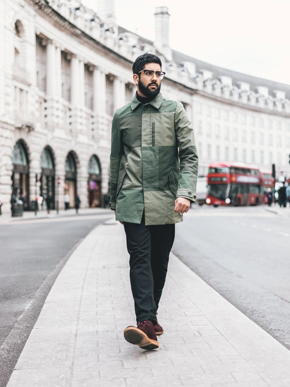 Scotch & Soda Men’s Medium Green Patchwork Trench/Mac Coat 100% Cotton